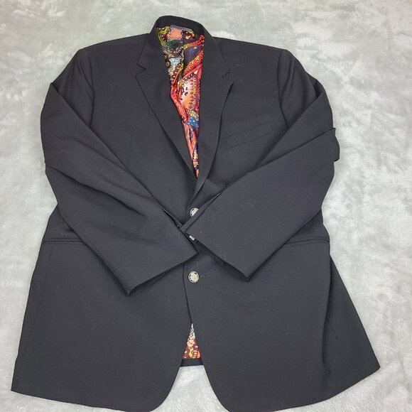 Robert Graham Black Wool Sport Coat Jacket Fully Lined Multi Color Paisley Sz 44 - Picture 1 of 9